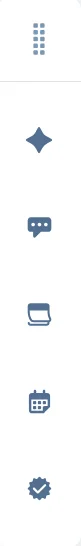 HubSpot page builder vertical sidebar toolbar with module, AI, comments, pages, calendar and approval icons